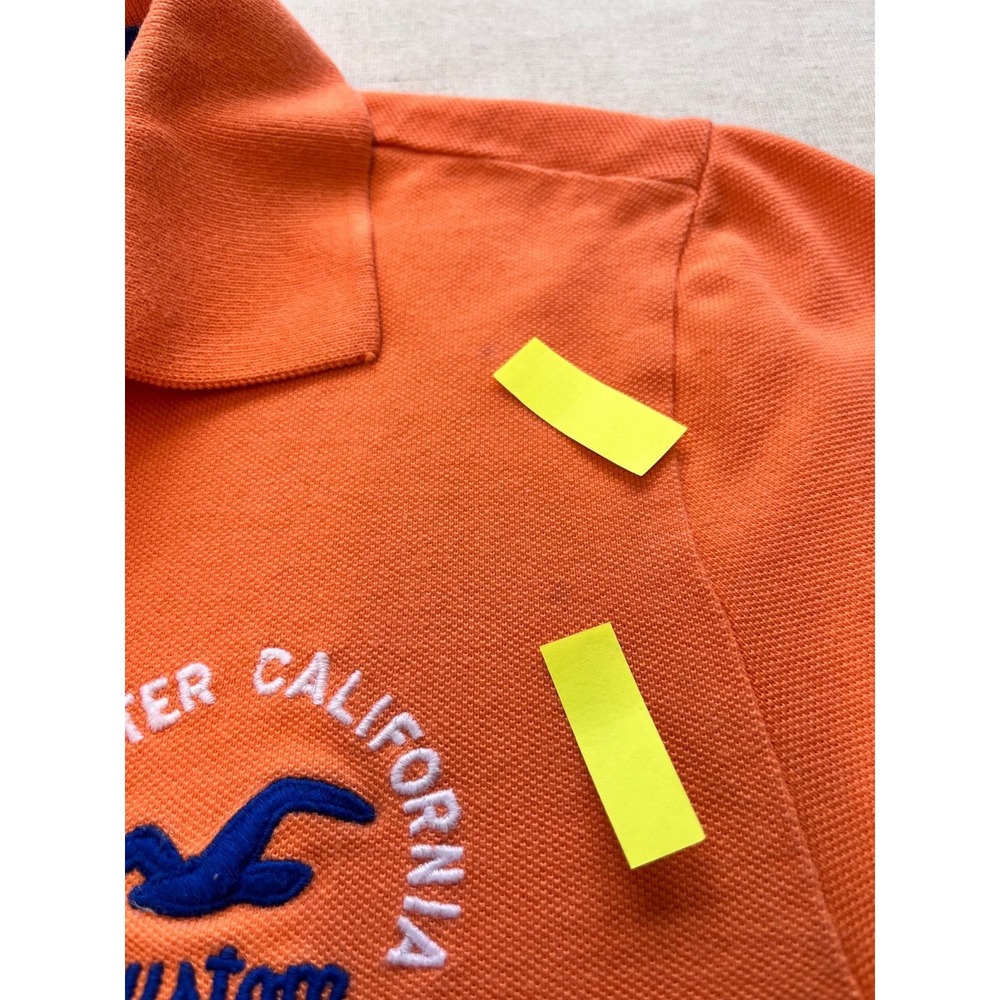 Y2K Hollister Polo Shirt Custom Boards Logo Orange Mens sz L Embroidered 2000's - Picture 13 of 16